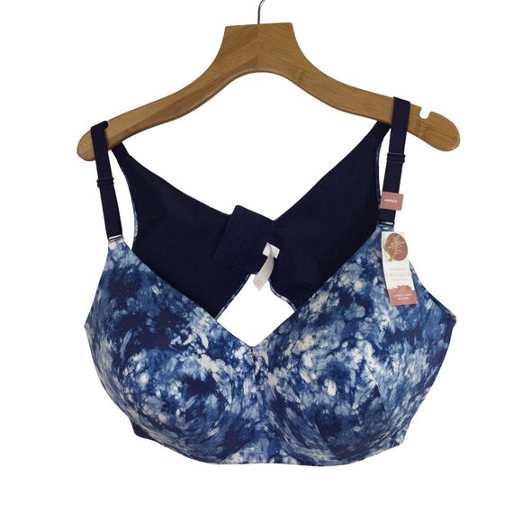 Cacique Lightly Lined No Wire Tye Dye Molded Adjustable Bra Blue Size 46DDD - Picture 1 of 12